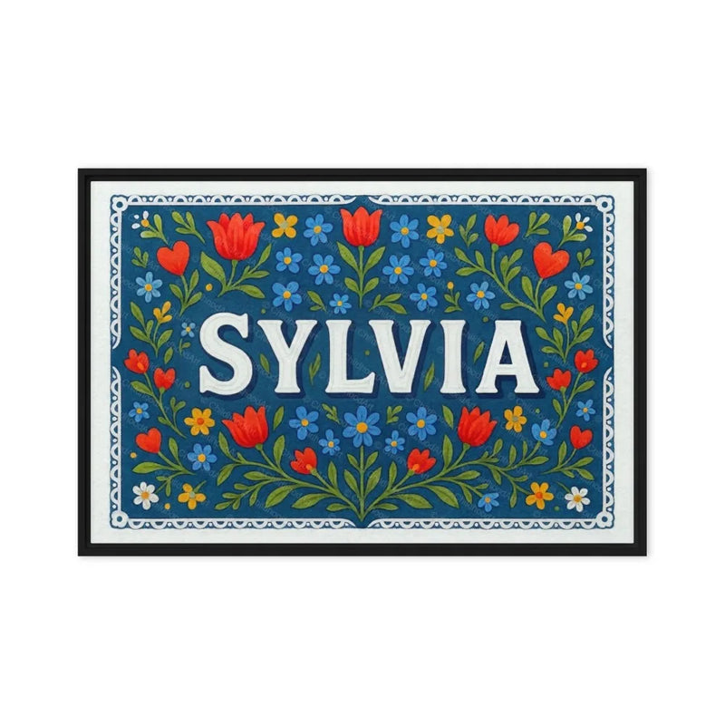 Sylvia Name Art - Floral Farmhouse personalized wall print for kids