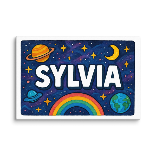Sylvia Name Art - Space Explorers Personalized Wall Art