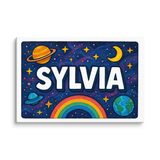 Sylvia Name Art - Space Explorers personalized wall print for kids
