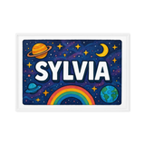 Sylvia Name Art - Space Explorers personalized wall print for kids