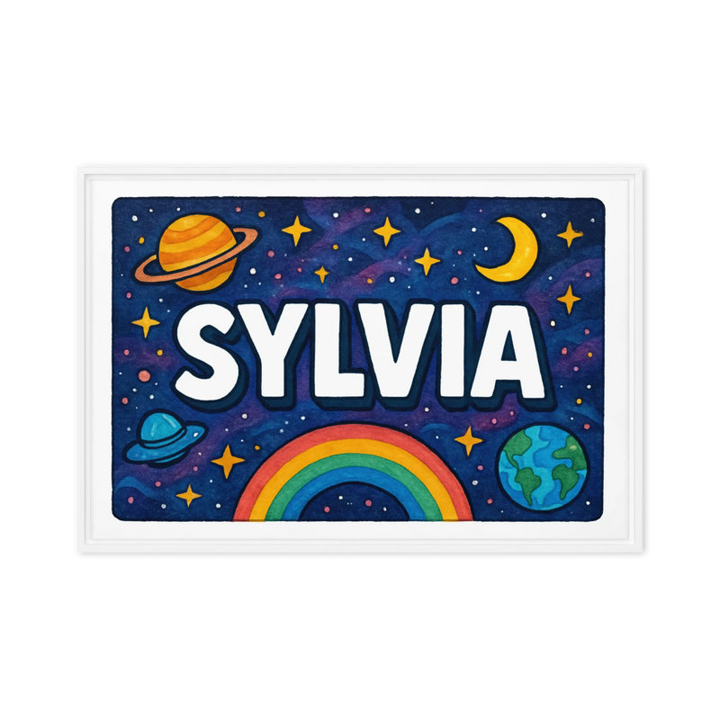 Sylvia Name Art - Space Explorers personalized wall print for kids