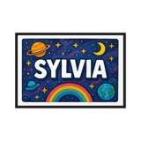 Sylvia Name Art - Space Explorers personalized wall print for kids