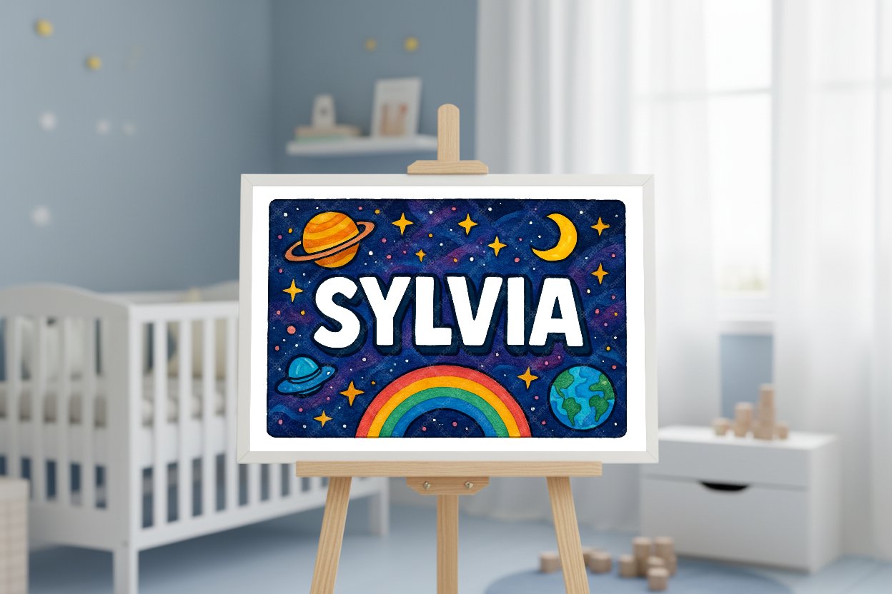 Personalized space name art for Sylvia