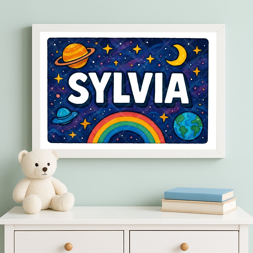 Personalized space name art for Sylvia
