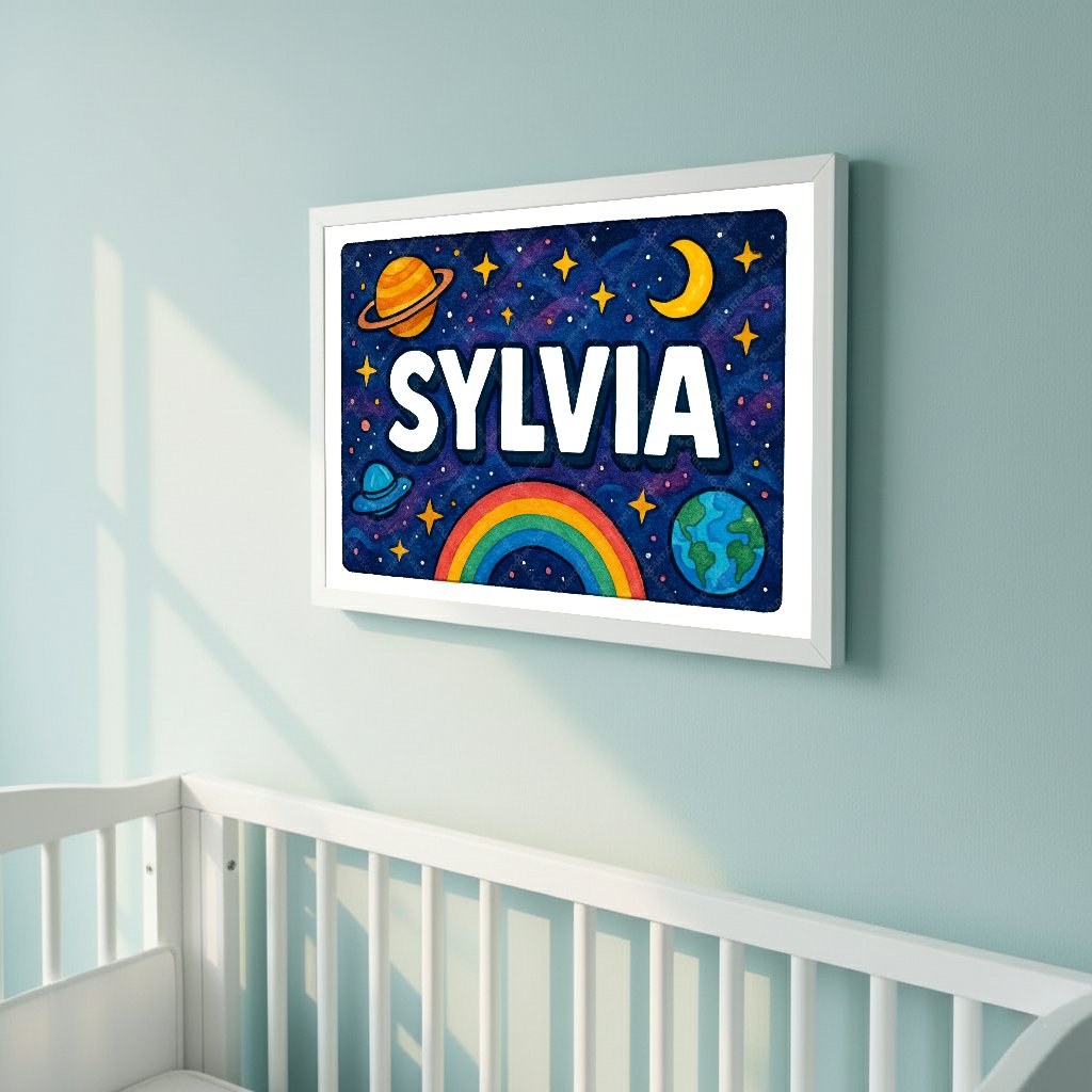 Personalized space name art for Sylvia