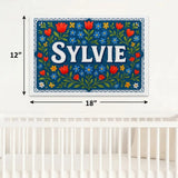 Sylvie Name Art - Floral Farmhouse personalized wall print for kids