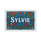 Sylvie Name Art - Floral Farmhouse personalized wall print for kids