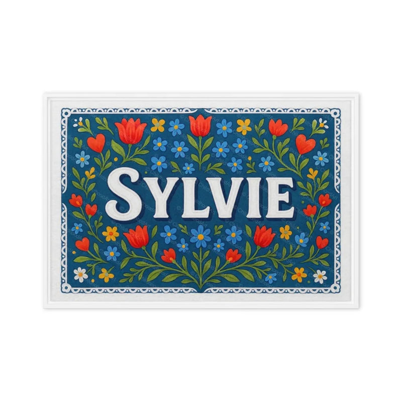 Sylvie Name Art - Floral Farmhouse personalized wall print for kids