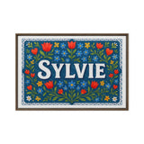 Sylvie Name Art - Floral Farmhouse personalized wall print for kids