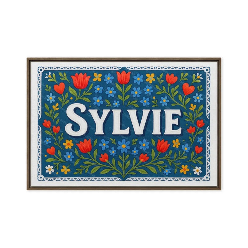 Sylvie Name Art - Floral Farmhouse personalized wall print for kids