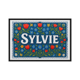 Sylvie Name Art - Floral Farmhouse personalized wall print for kids