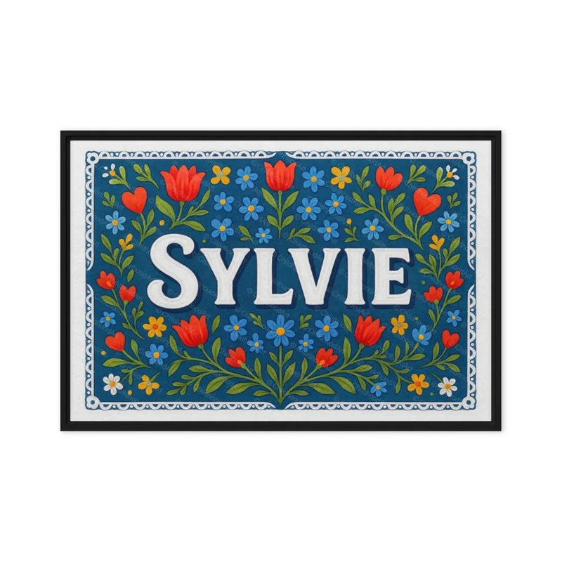 Sylvie Name Art - Floral Farmhouse personalized wall print for kids