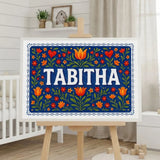 Tabitha Name Art - Floral Farmhouse personalized wall print for kids