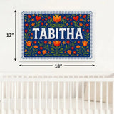 Tabitha Name Art - Floral Farmhouse personalized wall print for kids