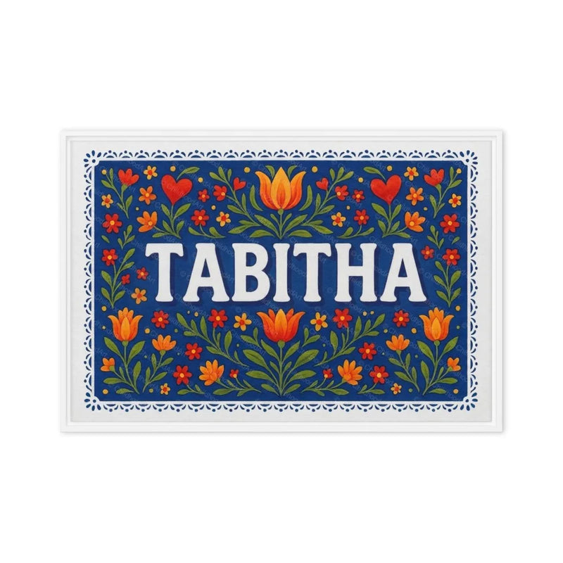 Tabitha Name Art - Floral Farmhouse personalized wall print for kids
