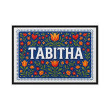 Tabitha Name Art - Floral Farmhouse personalized wall print for kids