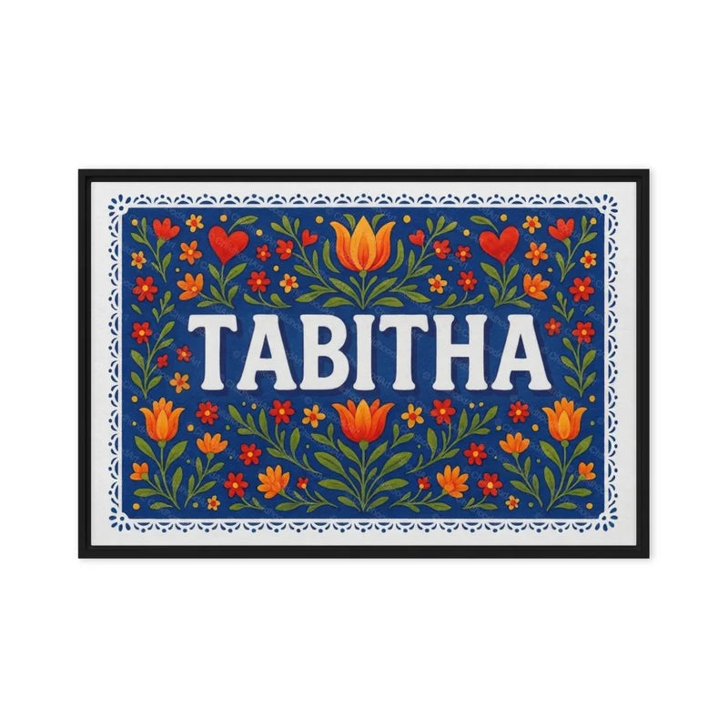 Tabitha Name Art - Floral Farmhouse personalized wall print for kids