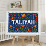 Taliyah Name Art - Floral Farmhouse personalized wall print for kids