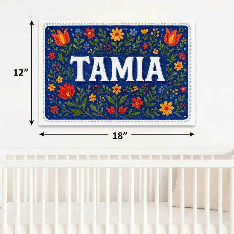 Tamia Name Art - Floral Farmhouse personalized wall print for kids