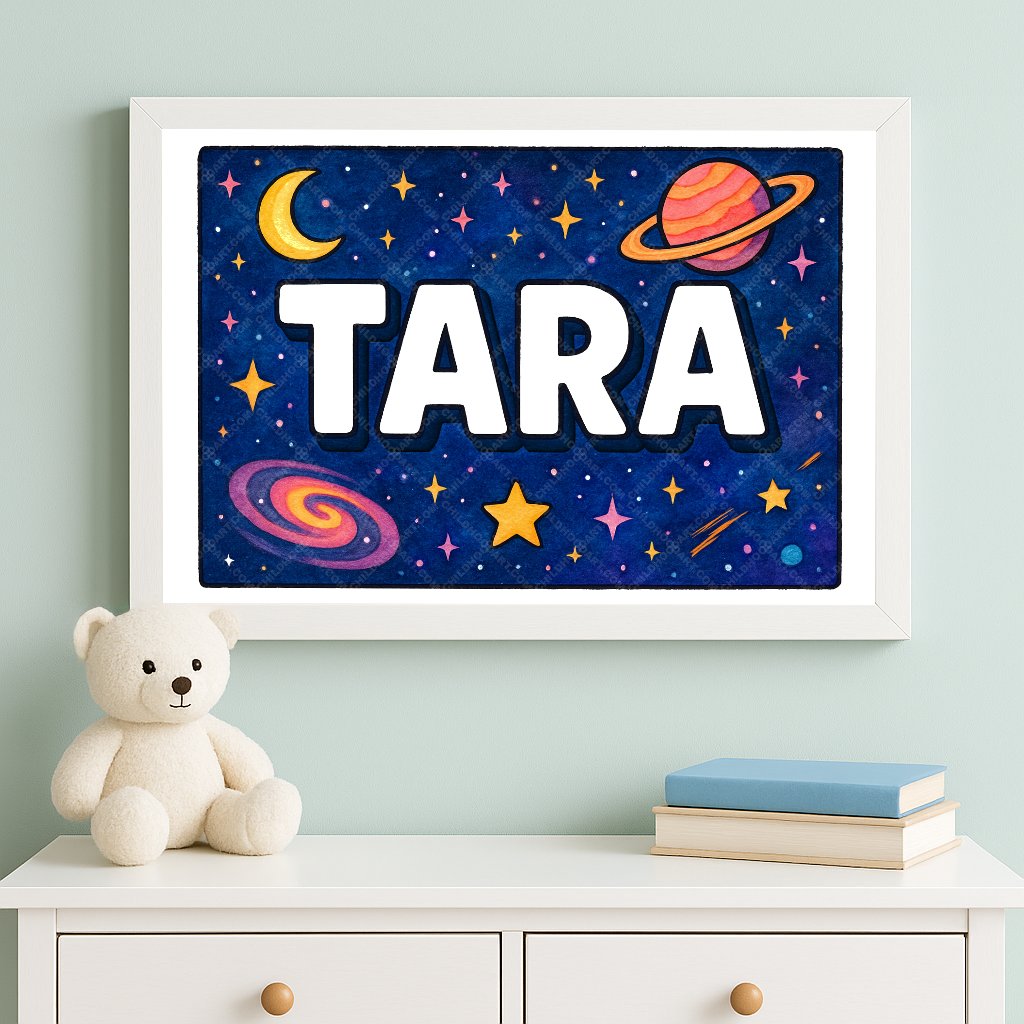Personalized space name art for Tara