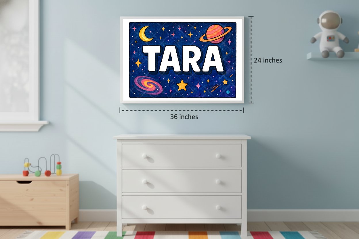 Personalized space name art for Tara