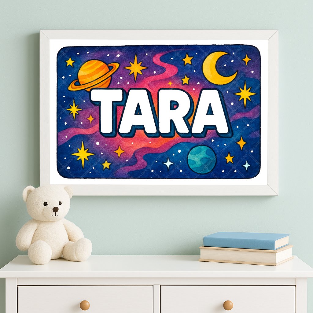 Personalized space name art for Tara