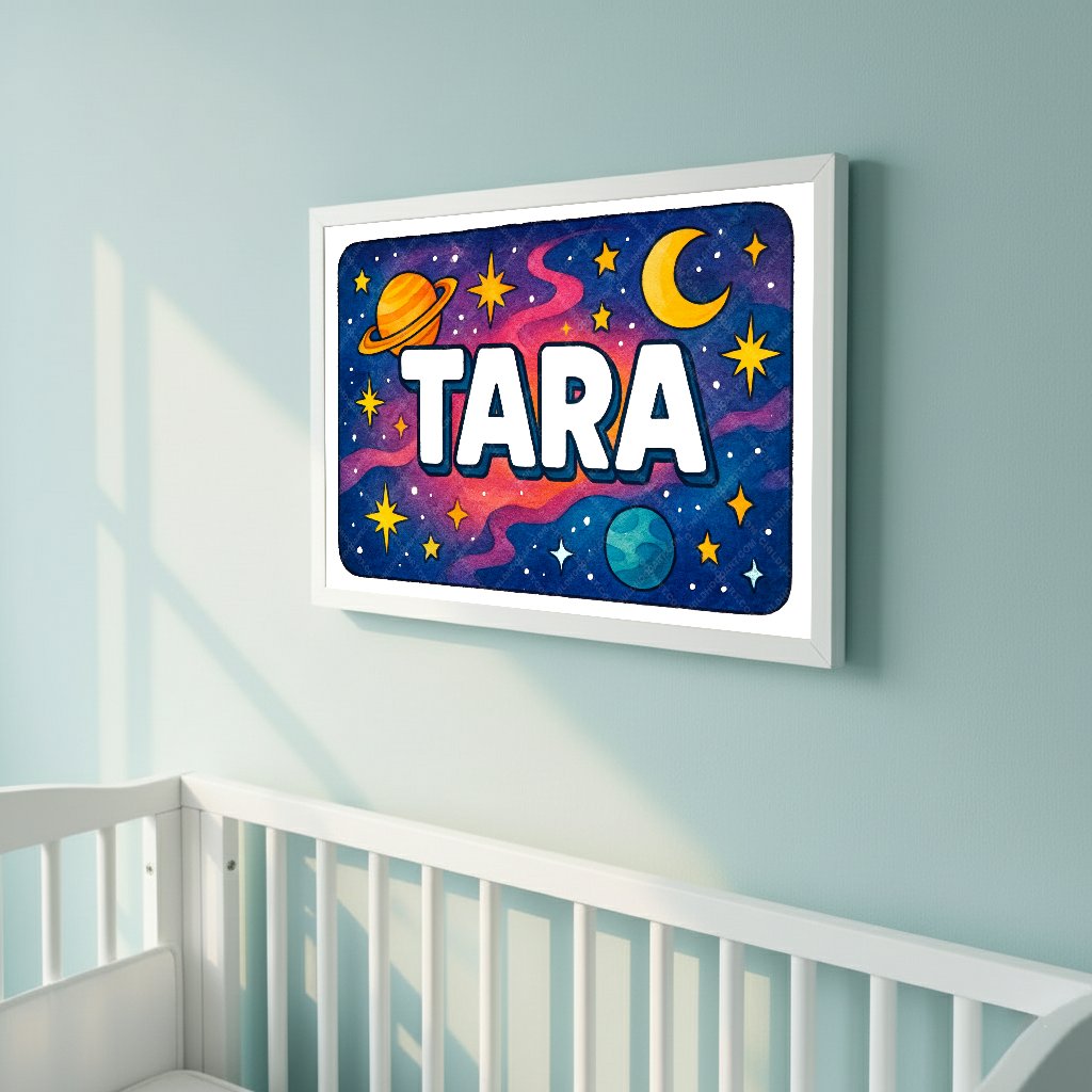 Personalized space name art for Tara