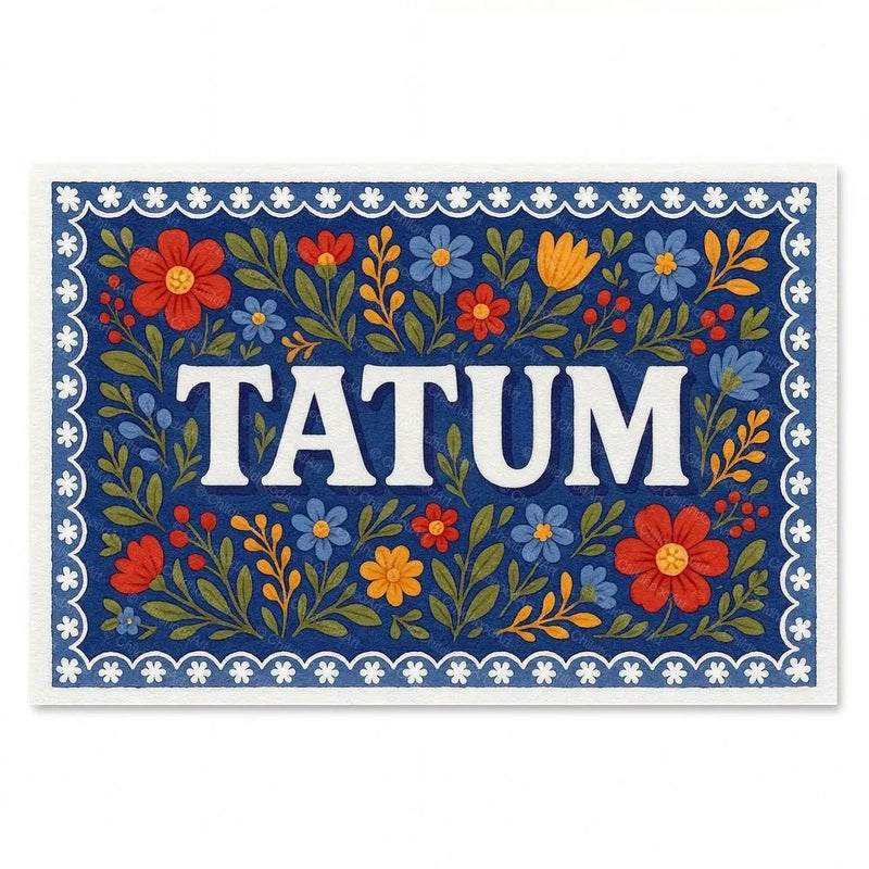 Tatum Name Art - Floral Farmhouse personalized wall print for kids