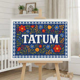 Tatum Name Art - Floral Farmhouse personalized wall print for kids