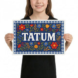 Tatum Name Art - Floral Farmhouse personalized wall print for kids