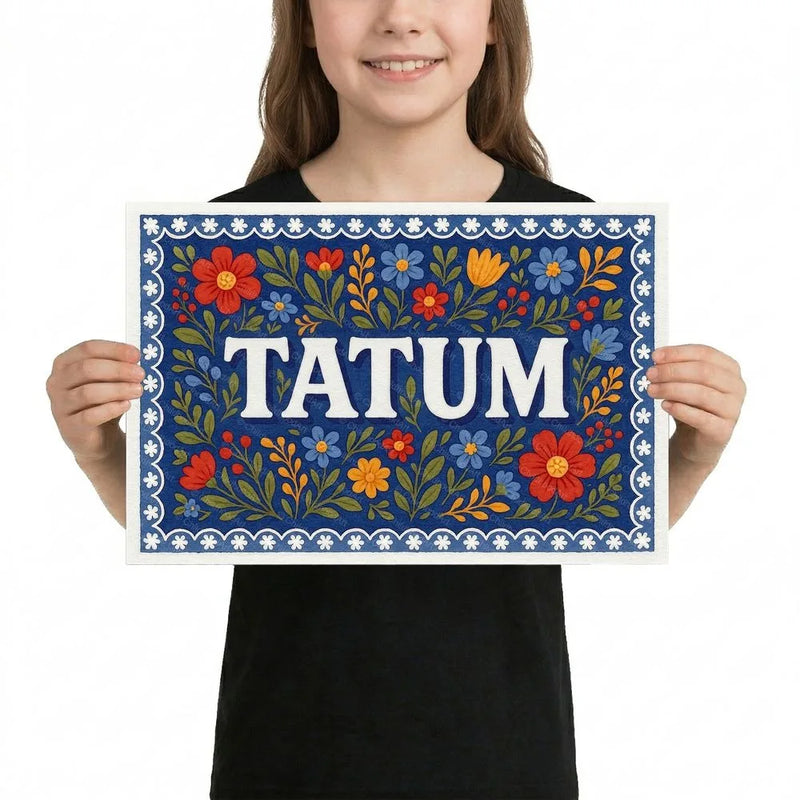 Tatum Name Art - Floral Farmhouse personalized wall print for kids