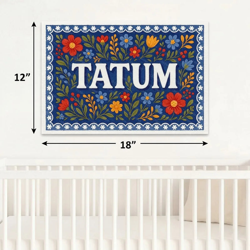 Tatum Name Art - Floral Farmhouse personalized wall print for kids