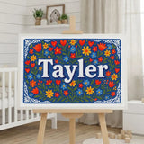 Tayler Name Art - Floral Farmhouse personalized wall print for kids