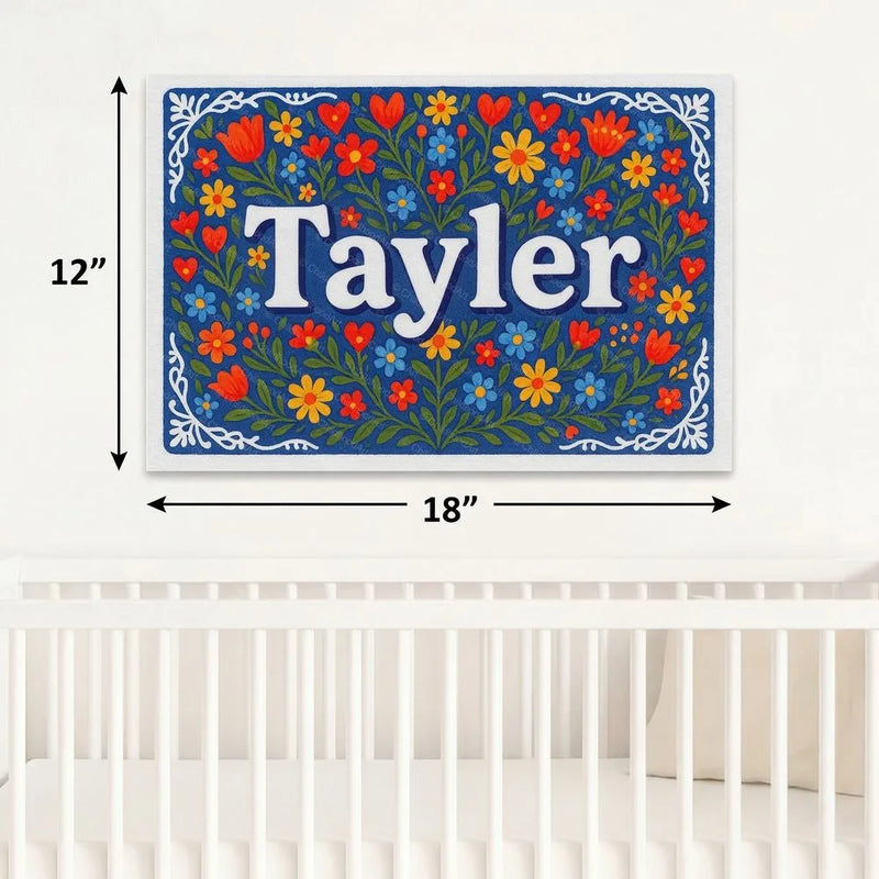 Tayler Name Art - Floral Farmhouse personalized wall print for kids