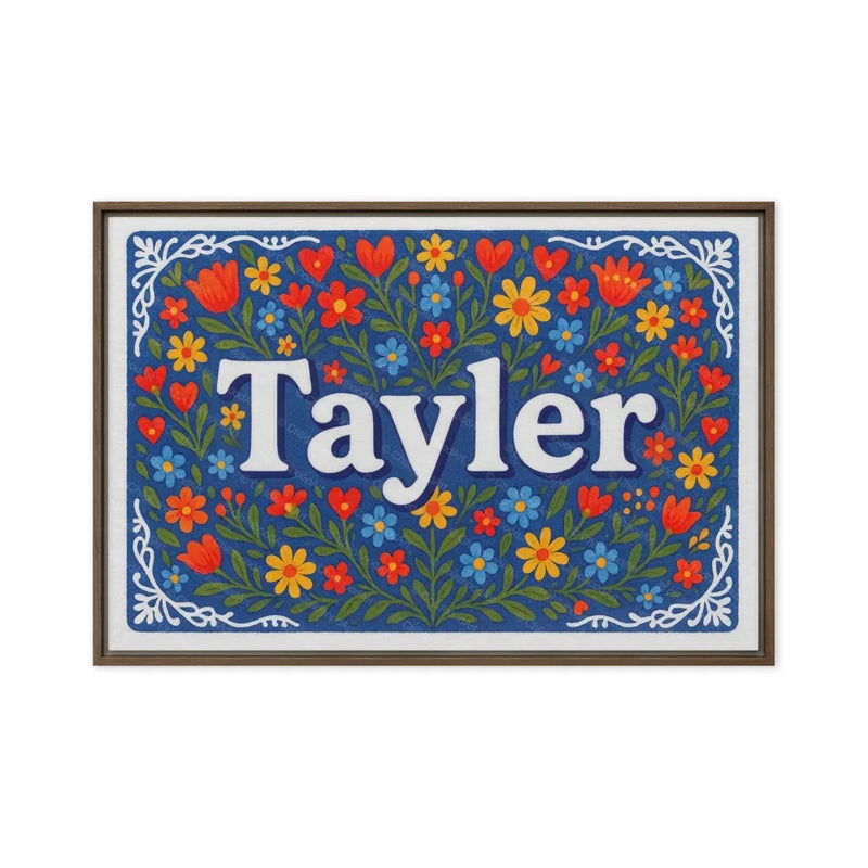 Tayler Name Art - Floral Farmhouse personalized wall print for kids