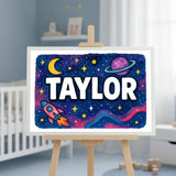 Taylor Name Art - Space Explorers personalized wall print for kids