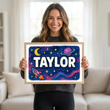 Taylor Name Art - Space Explorers personalized wall print for kids