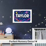Taylor Name Art - Space Explorers personalized wall print for kids