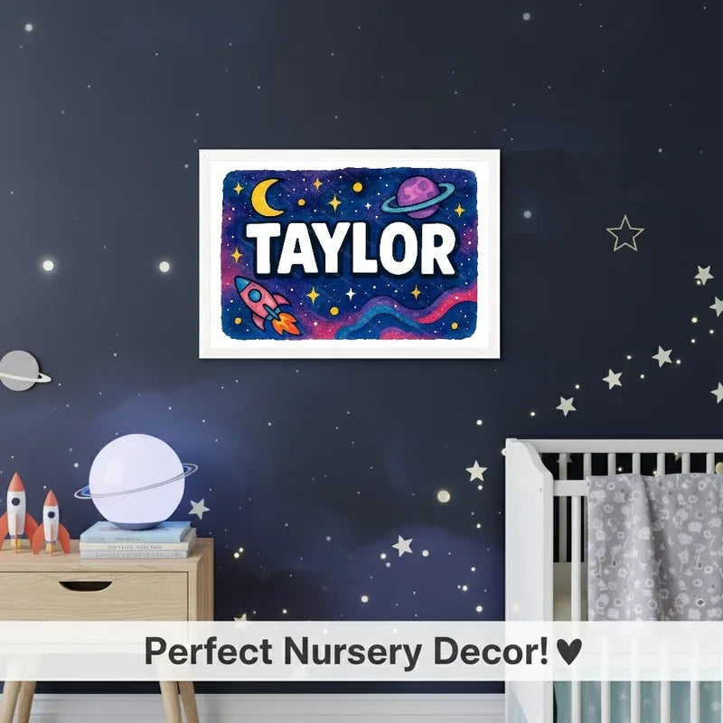Taylor Name Art - Space Explorers personalized wall print for kids