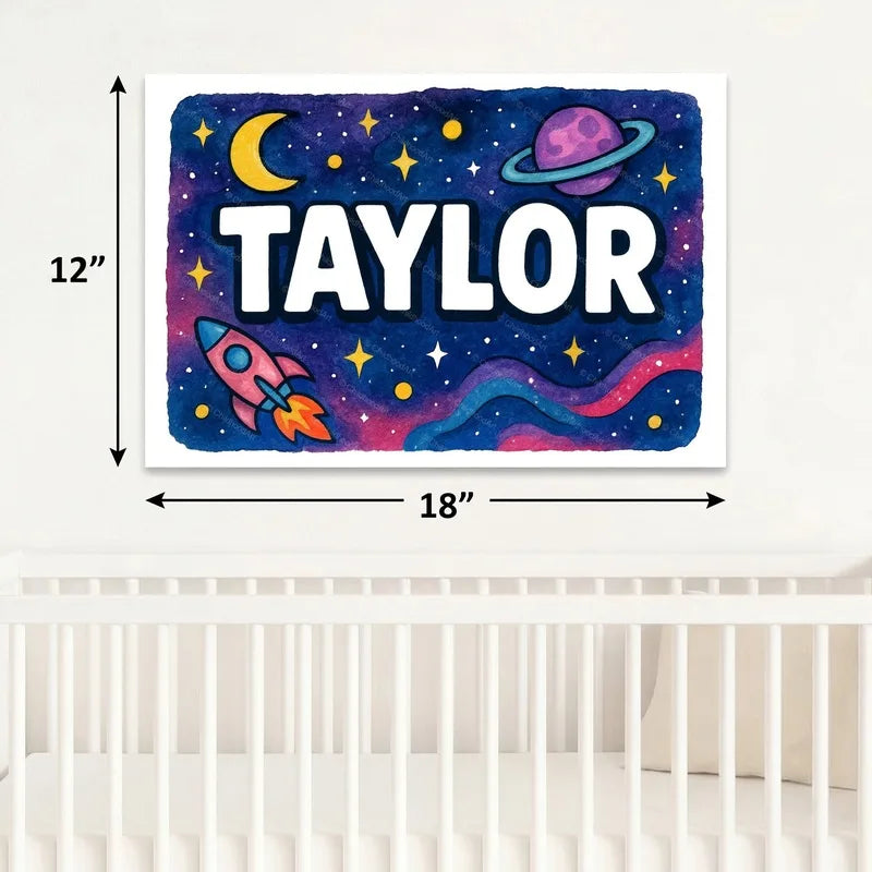 Taylor Name Art - Space Explorers personalized wall print for kids
