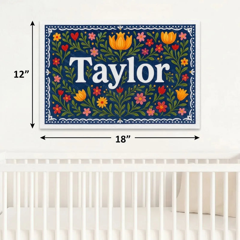 Taylor Name Art - Floral Farmhouse personalized wall print for kids