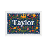 Taylor Name Art - Floral Farmhouse personalized wall print for kids