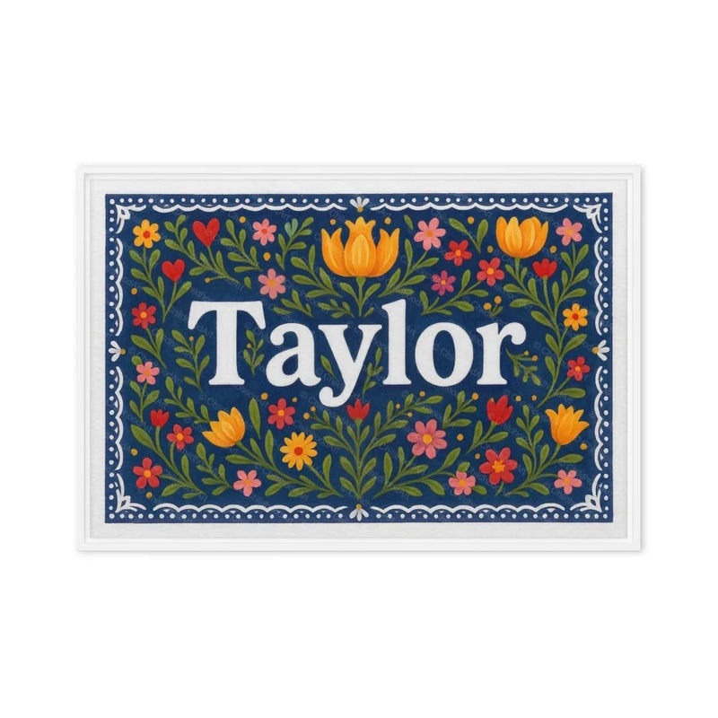 Taylor Name Art - Floral Farmhouse personalized wall print for kids