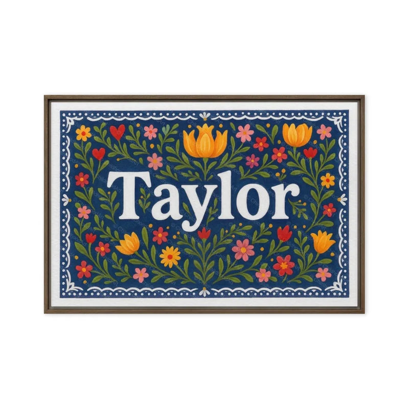 Taylor Name Art - Floral Farmhouse personalized wall print for kids