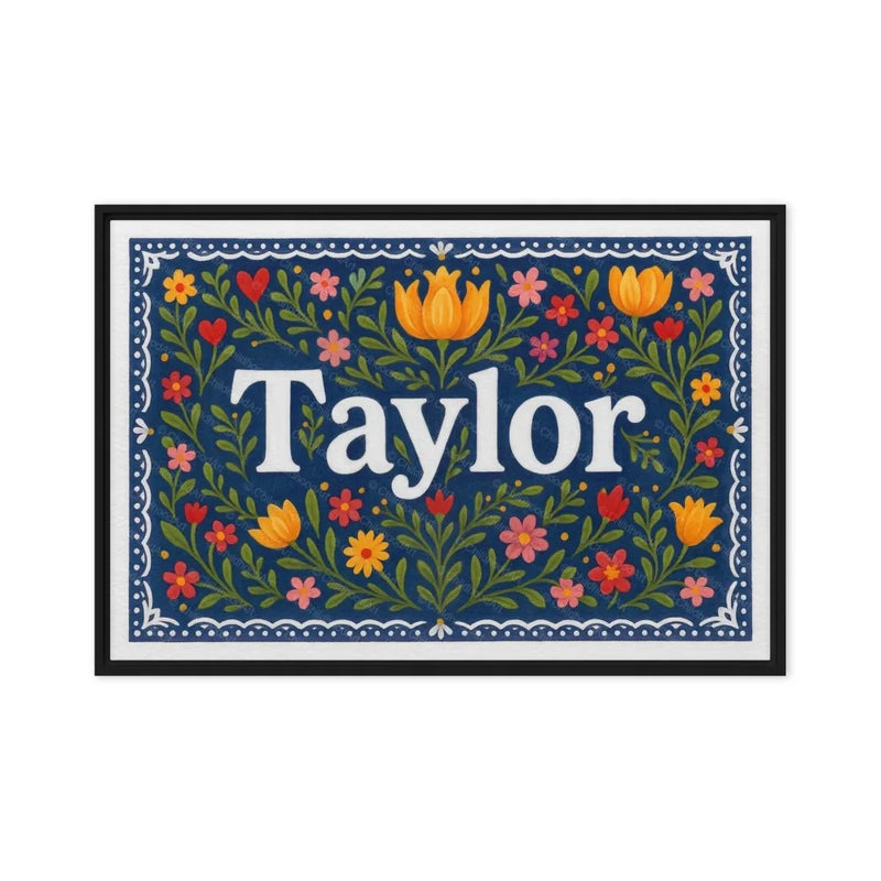 Taylor Name Art - Floral Farmhouse personalized wall print for kids