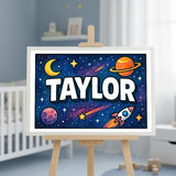 Taylor Name Art - Space Explorers personalized wall print for kids