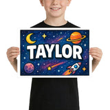 Taylor Name Art - Space Explorers personalized wall print for kids