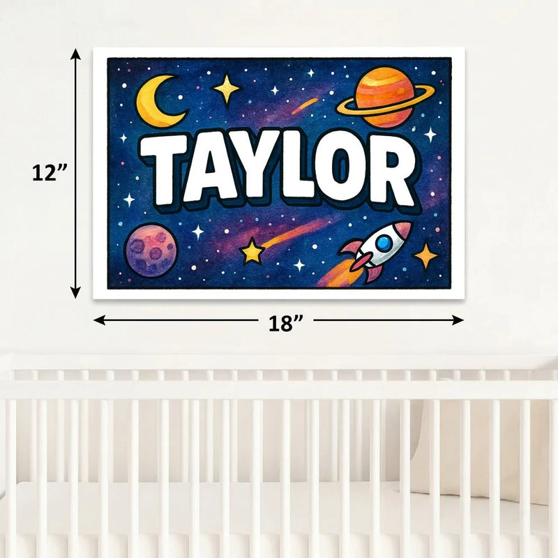 Taylor Name Art - Space Explorers personalized wall print for kids