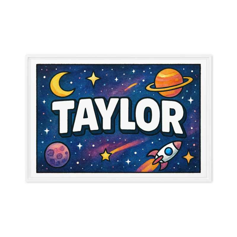 Taylor Name Art - Space Explorers personalized wall print for kids