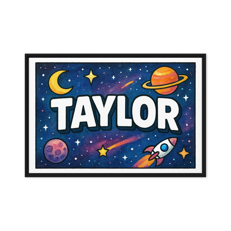 Taylor Name Art - Space Explorers personalized wall print for kids